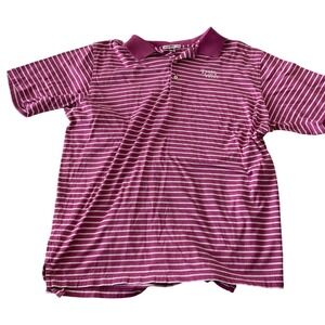 Peter Millar Mens XL Polo Shirt‎ Burgundy White Stripe Golf Casual Short Sleeve